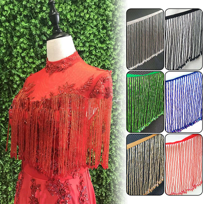 Beaded Trim Fringe - Borlas de encaje con cuentas de