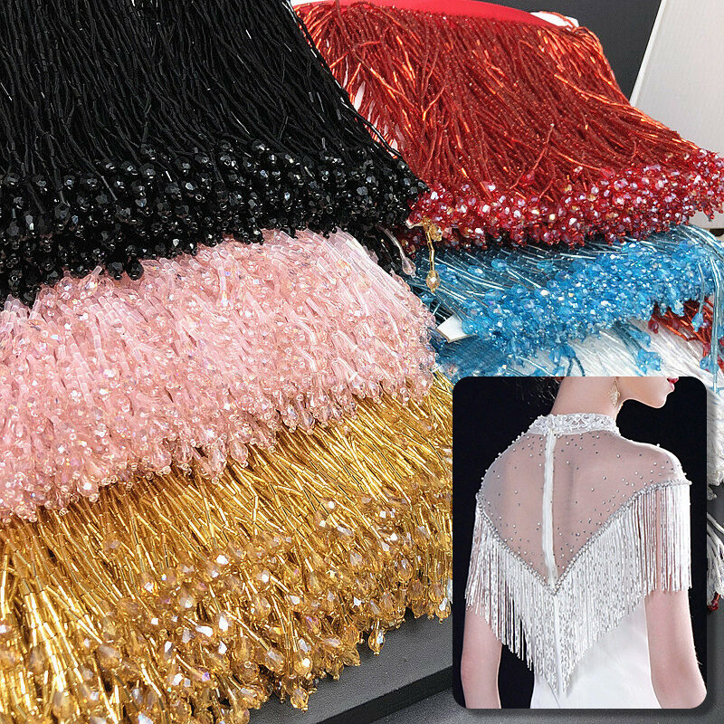 Borlas de encaje con cuentas d - Beaded Trim Fringe reseña y precio