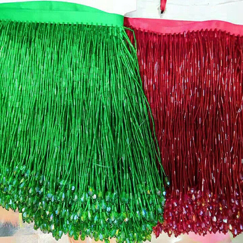 Borlas de encaje con cuentas d - Beaded Trim Fringe reseña y precio