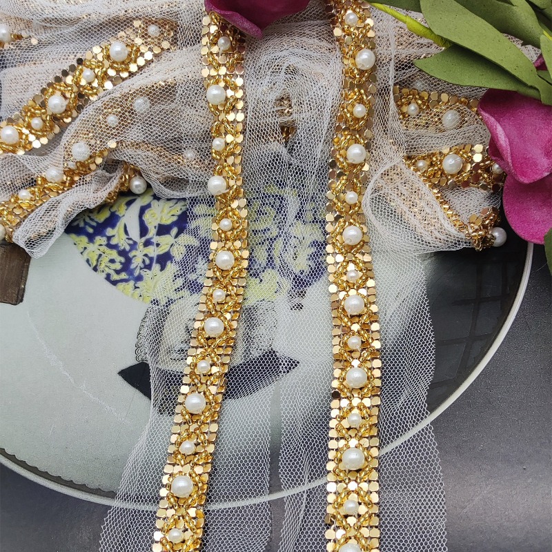 Nuevo Encaje con Cuentas Dorad - Lace Ribbon Trim reseña y precio