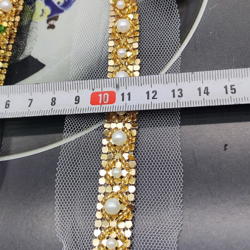 Nuevo Encaje con Cuentas Dorad - Lace Ribbon Trim reseña y precio