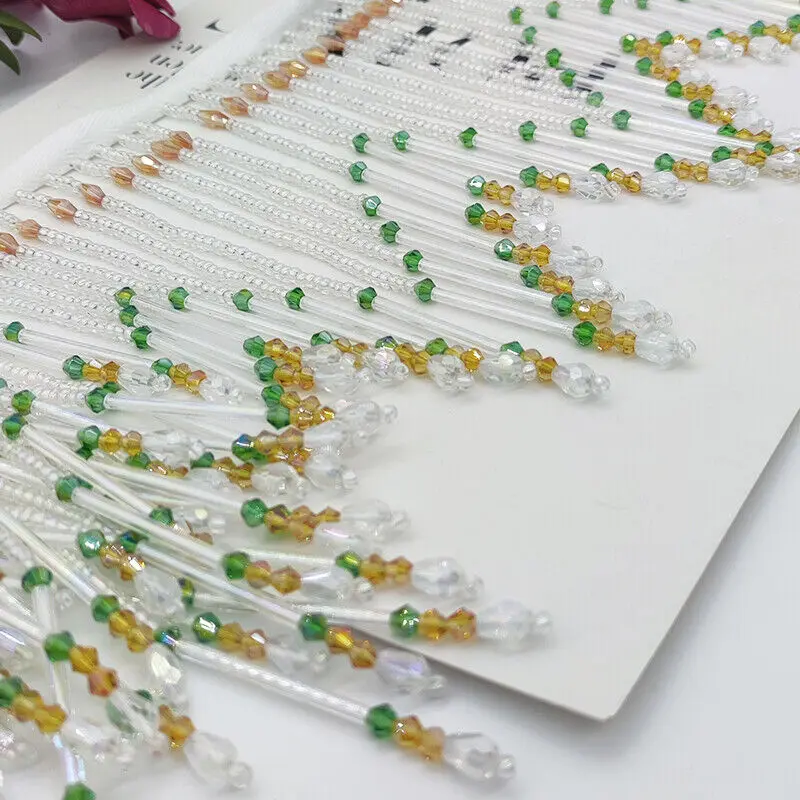 Tubo de vidrio con flecos y bo - Beaded Trim Fringe reseña y precio